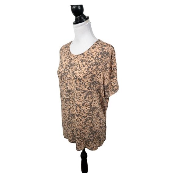 Nine West Blouse Knit Top Plus XXL Animal Print Multicolored Short Sleeves Shirt - Picture 3 of 9